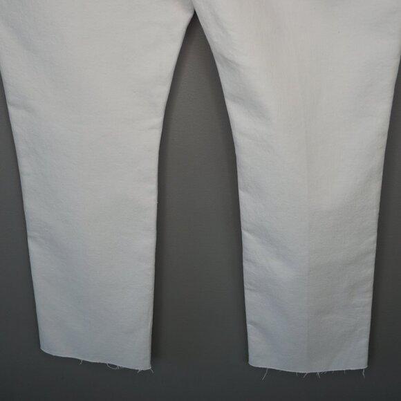 New Good American Good Straight High Waist Raw Hem Jeans in White037 size 10/30 - Picture 12 of 16